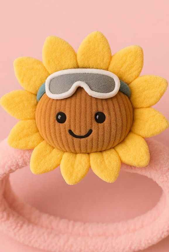 Plush Baby Headband with Sunflower Design