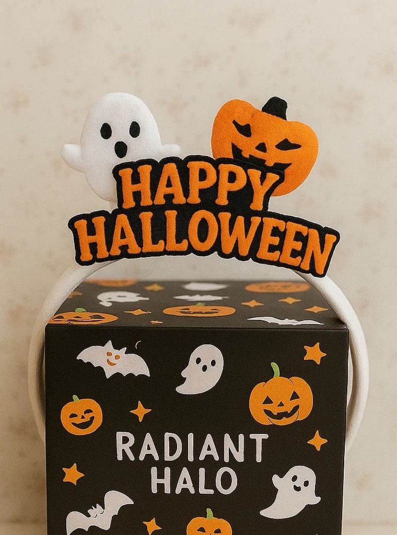 Diadema de bebé de Halloween con fantasmas y calabaza – Diseño festivo y suave