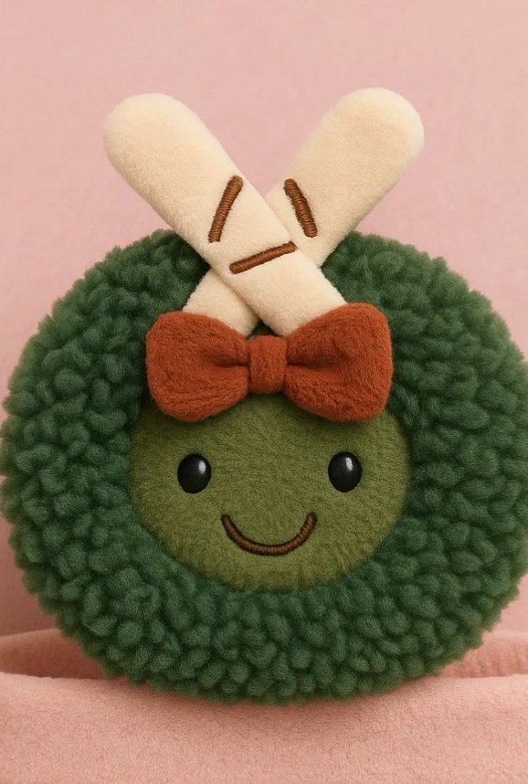 Bandeau en peluche pour bébé « Couronne Verte » édition Noël