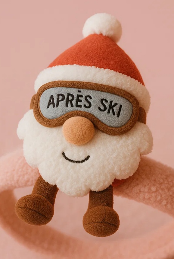 プラッシュサンタクロースベビーヘッドバンド（'Après Ski'ゴーグル付き）- かわいくて楽しい冬のアクセサリー