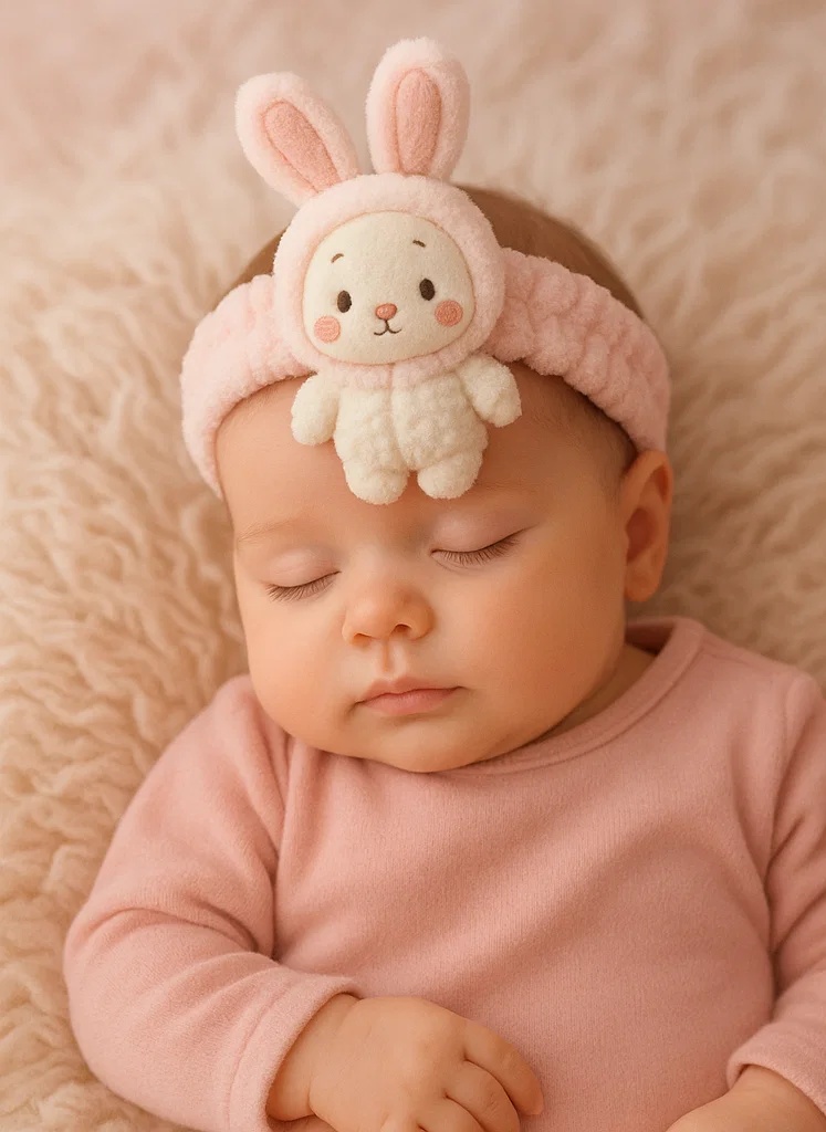 Plush Bunny Baby Headband – Soft and Cute for Winter