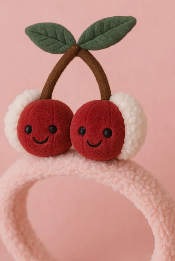 Sweet Twin Cherry Plush Toy Baby Headband - Soft and Comfortable Infant Hairband with Matching Cherry Pair