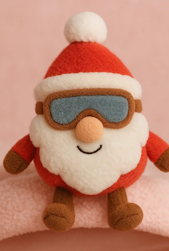 Plyšová dětská čelenka se Santou a lyžařskými brýlemi – Roztomilý zimní doplněk