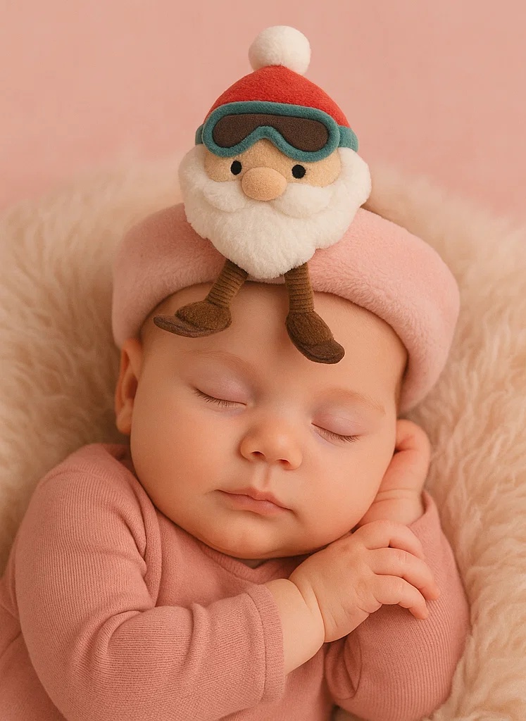 Santa Plush Toy Baby Headband - Adorable Santa Design for Babies, Soft and Cozy Christmas Headband