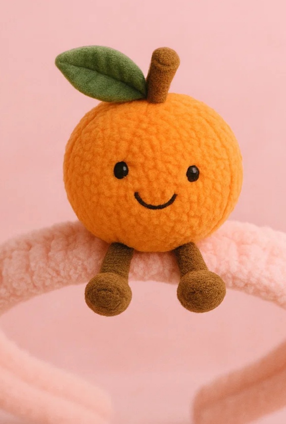 Mini Peach Plush Toy Baby Headband - Soft Baby Headband with Adorable Smiling Peach