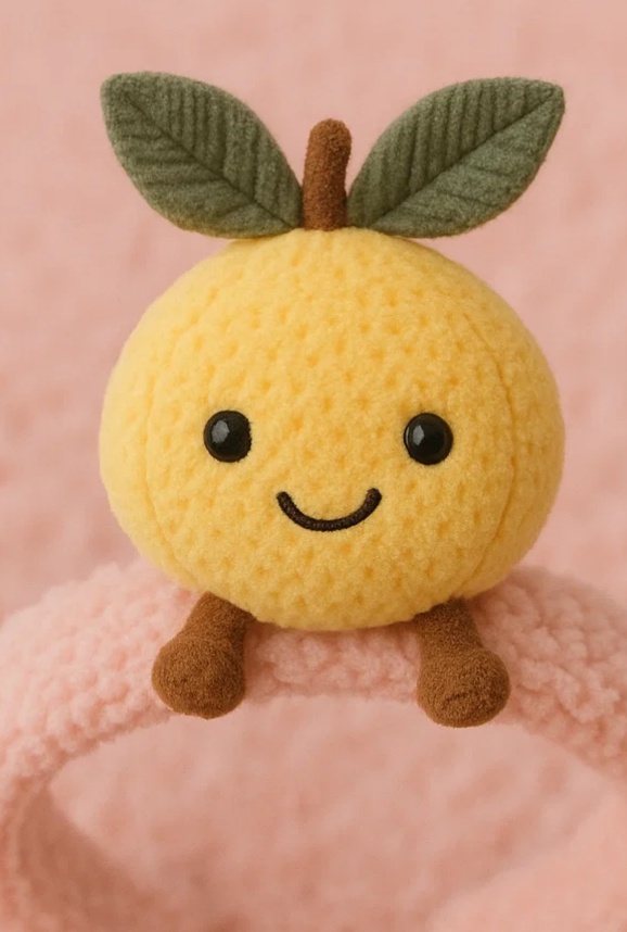Yellow Lemon Plush Toy Baby Headband - Soft and Cute Baby Headband with Smiling Lemon Design