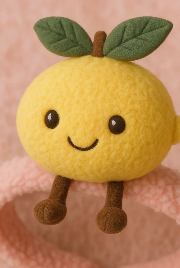 Cheerful Yellow Lemon Plush Toy Baby Headband - Cute Baby Hairband with Smiling Lemon Design