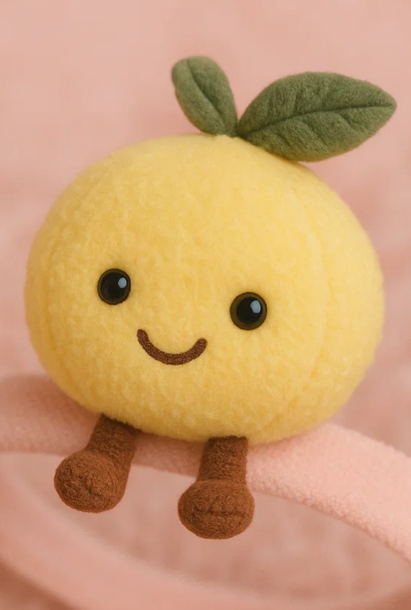Cute Lemon Plush Toy Baby Headband - Soft and Comfortable Baby Hairband with a Smiling Lemon Design