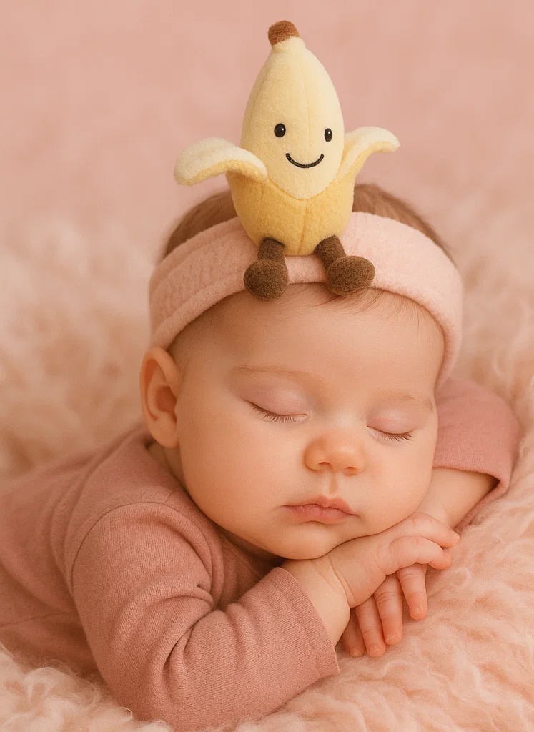 かわいいバナナ毛布の赤ちゃんヘアバンド - 柔らかくて楽しい赤ちゃん用ヘアバンド、笑顔のバナナデザイン