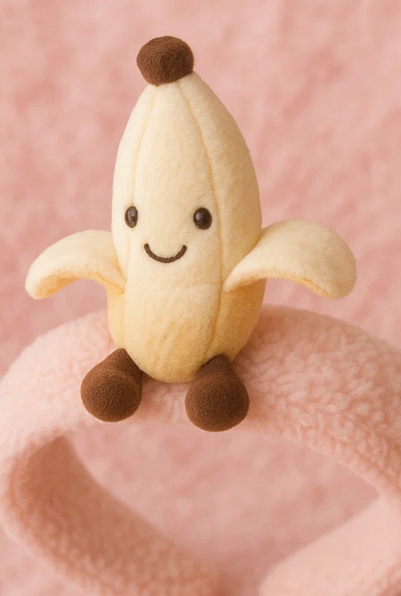 Tierno Diadema para Bebé con Juguete de Plátano de Peluche - Suave y Divertida, con Diseño de Plátano Sonriente