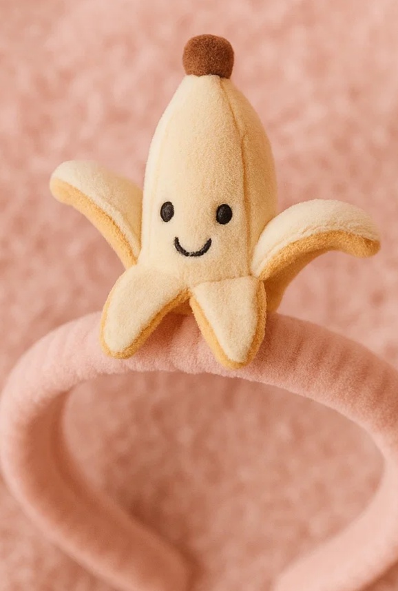 Bandeau pour Bébé avec Jouet en Peluche Pêche - Doux et Adorable, avec Design de Pêche Souriante