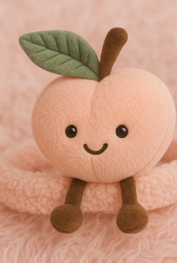 Diadema pentru Bebeluș cu Jucărie de Piersică din Pluș - Moale și Drăguță, cu Design de Piersică Zâmbitoare