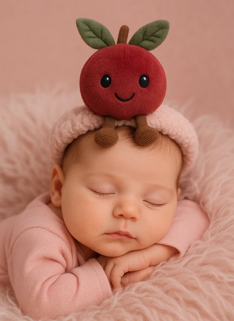 Adorable Plush Toy Baby Headband with Apple Design - Soft and Comfortable for Newborns