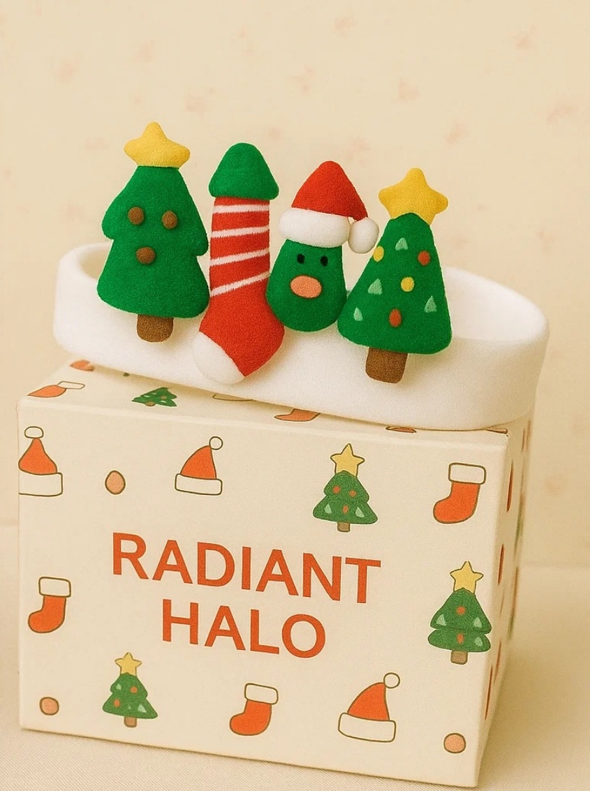 Diadema Navideña para Bebé con Árboles y Papá Noel – Radiant Halo