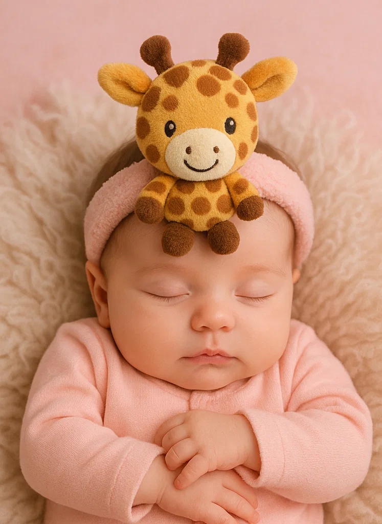 Adorable Plush Toy Baby Headband with Bear Design - Soft and Comfortable for Newborns