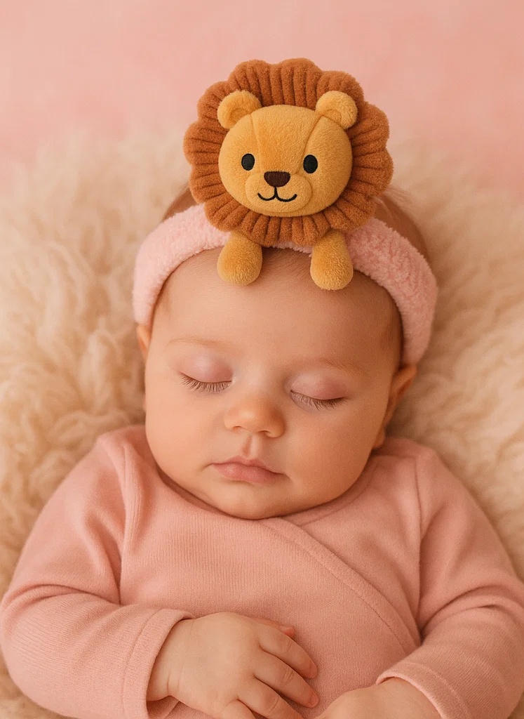 Adorable Plush Toy Baby Headband with Lion Design - Soft and Comfortable for Newborns
