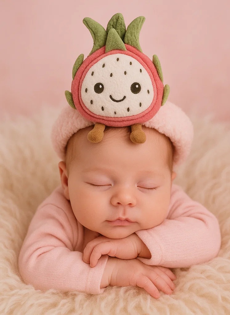 Adorable Plush Toy Baby Headband with Dragon Fruit Design - Soft and Comfortable for Newborns