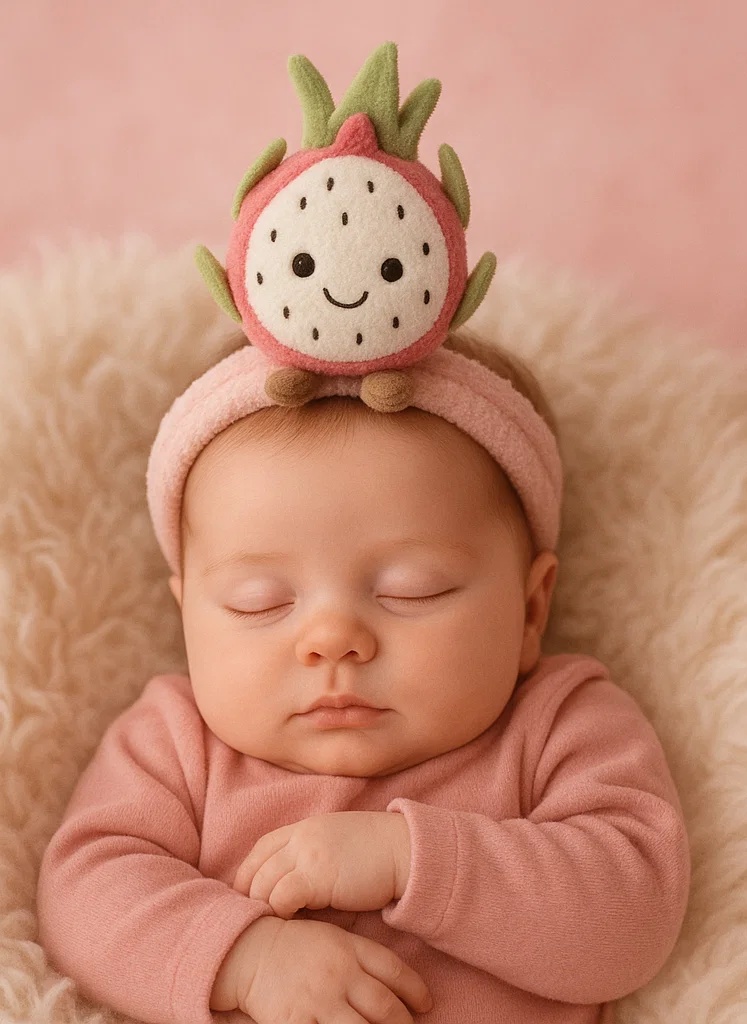 Adorable Plush Toy Baby Headband with Red Raspberry Design - Soft and Comfortable for Newborns