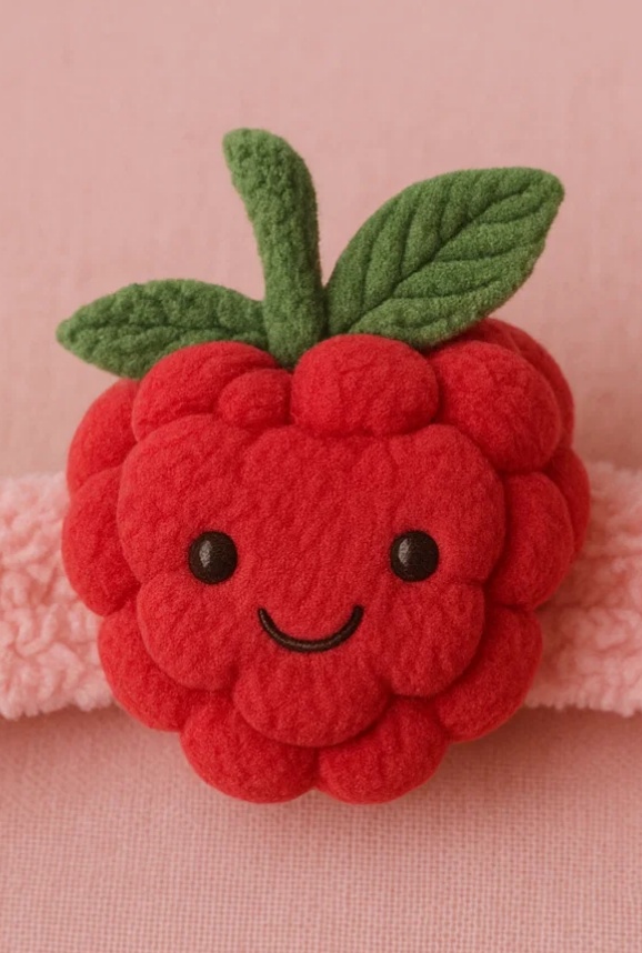 Adorable Plush Toy Baby Headband with Raspberry Design and Cute Leaves - Soft and Comfortable for Newborns