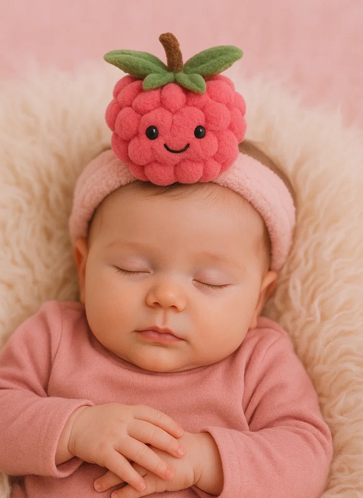 Adorable Plush Toy Baby Headband with Little Raspberry Design - Soft and Comfortable for Newborns