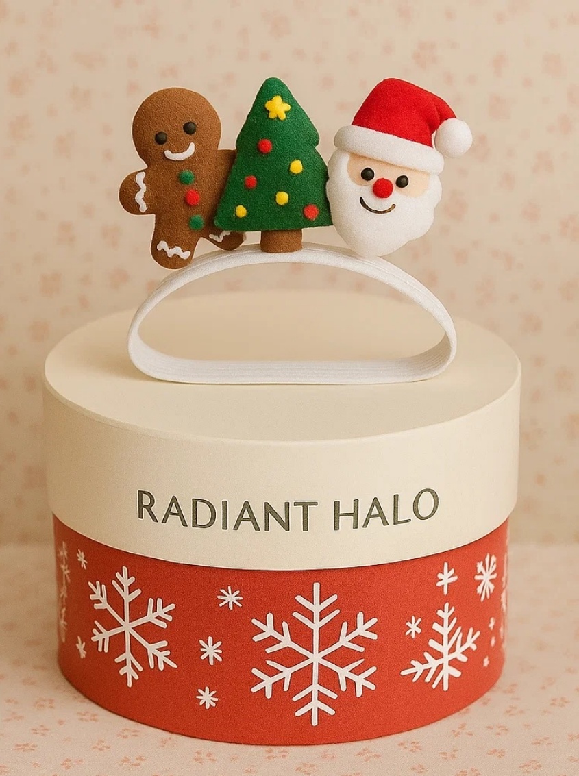 Bandeau Bébé Noël – Sapins, Étoiles & Cadeaux | Design Radiant Halo