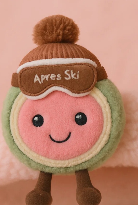 Mangosteen Plush Baby Headband with Après Ski Goggles and Pom Hat – Winter Sport Fruit Style