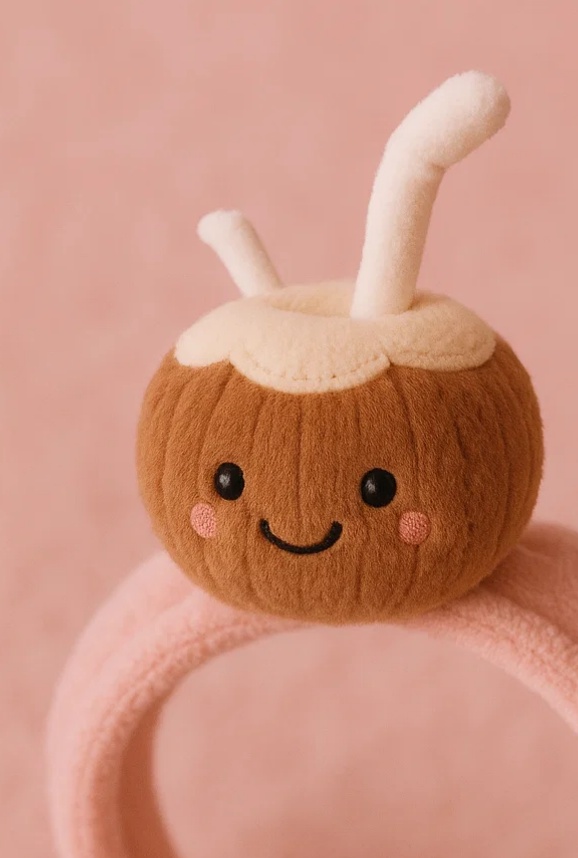 Avocado Plush Baby Headband with Brown Seed and Knit Hat – Cartoon Fruit Character