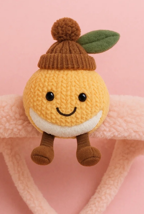 Avocado Cartoon Baby Headband with Winking Face – Funny Plush Fruit Design