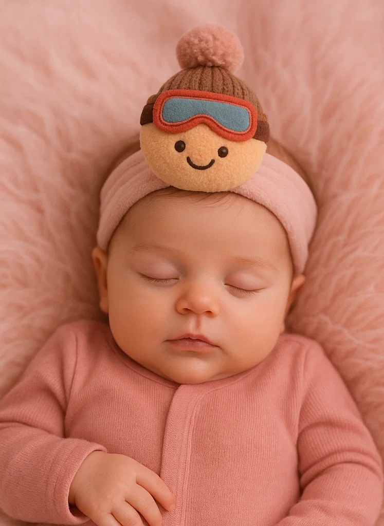 Avocado Plush Baby Headband with Goofy Smile and Big Cartoon Eyes – Funny Fruit Look