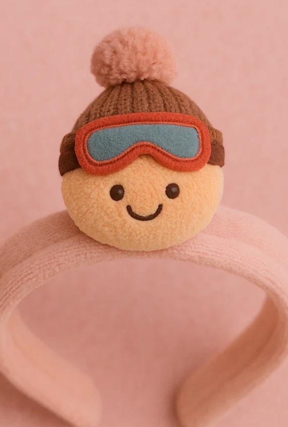 Avocado Plush Baby Headband with Goofy Smile and Big Cartoon Eyes – Funny Fruit Look