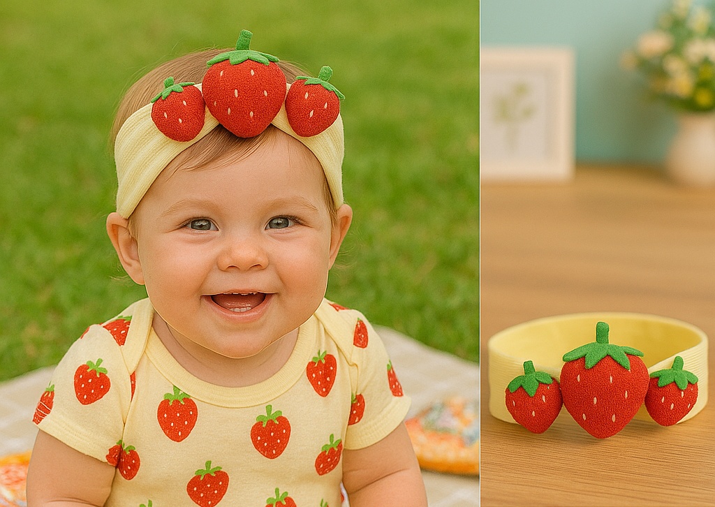 Strawberry Plush Headband for Babies