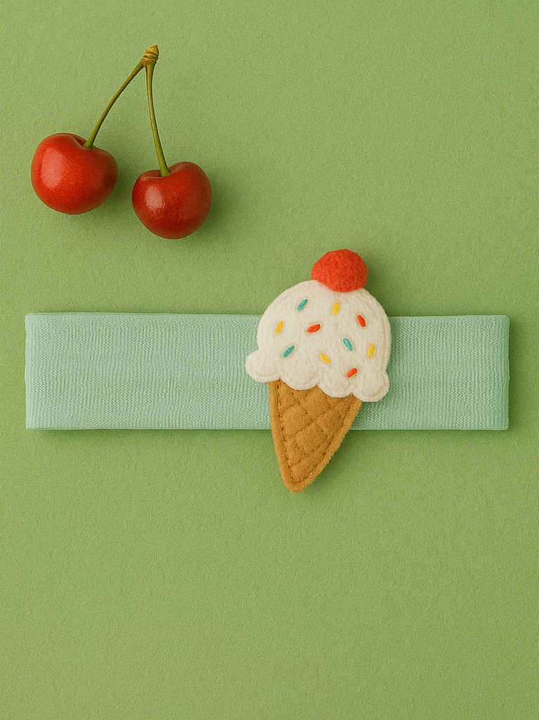 Cute Ice Cream Cone Baby Headband – Soft Elastic Infant Hairband Accessory