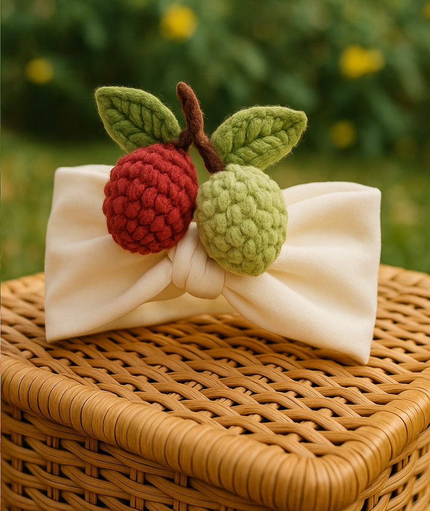 Red and Green Lychee Plush Headband for Babies