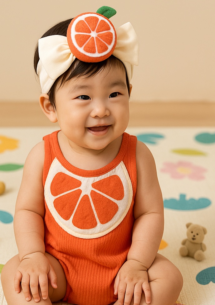 Cute Orange Fruit Baby Headband – Soft, Stretchy, and Stylish for Your Baby