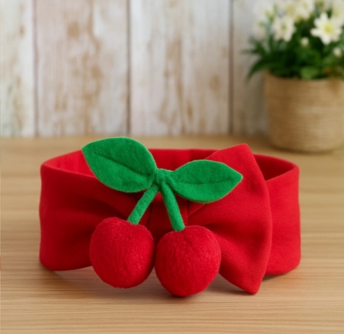 Cherry Plush Headband for Babies