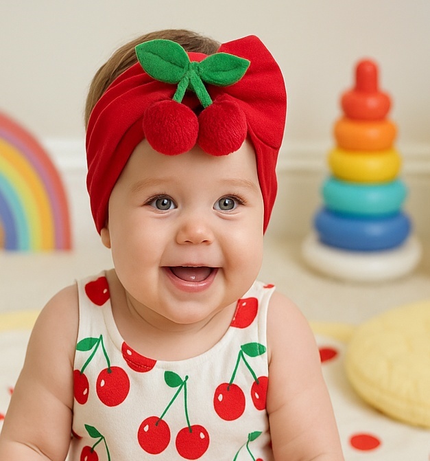 Cherry Plush Headband for Babies