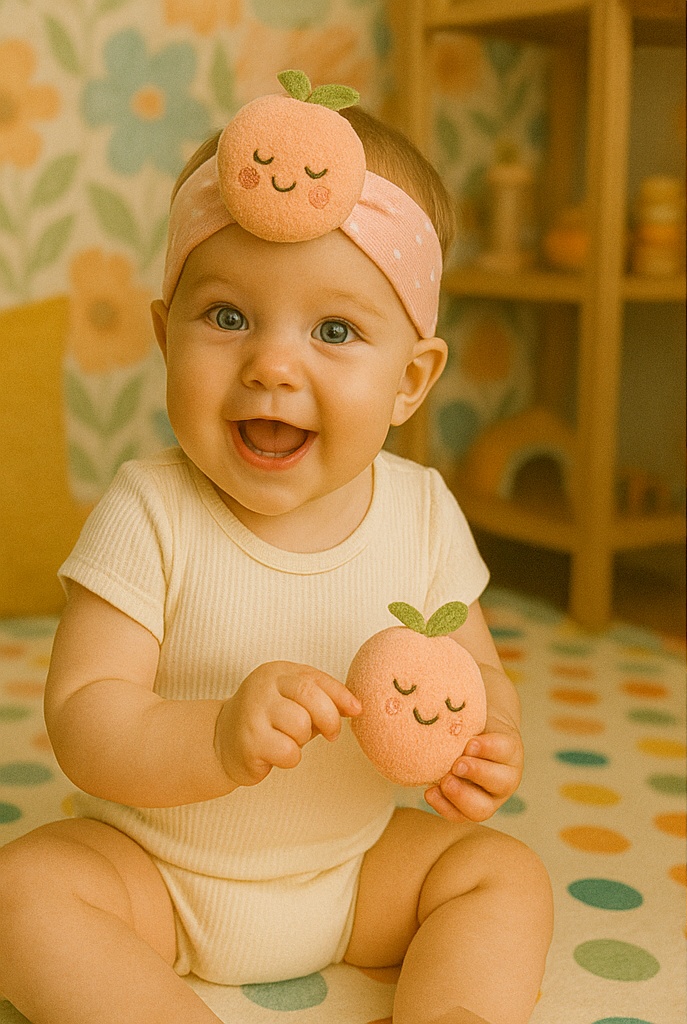 Peach Plush Headband for Babies