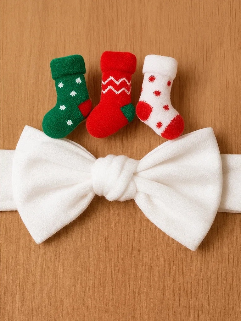 Christmas Stocking Series Baby Headband with Toy Socks
