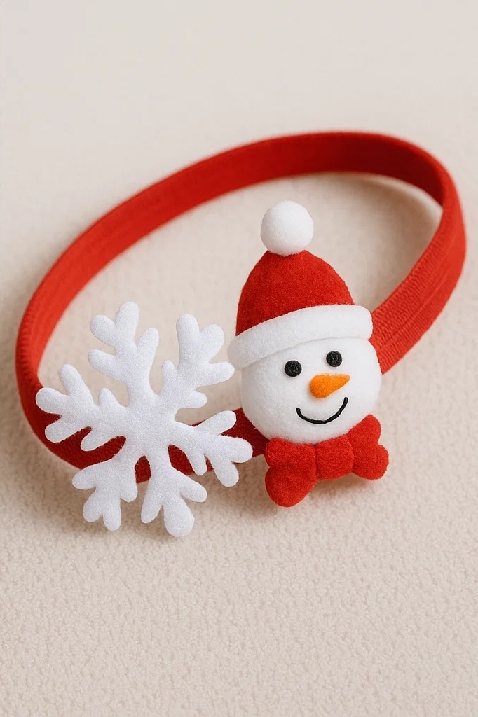 Snowman Baby Headband with Snowflake and Santa Hat