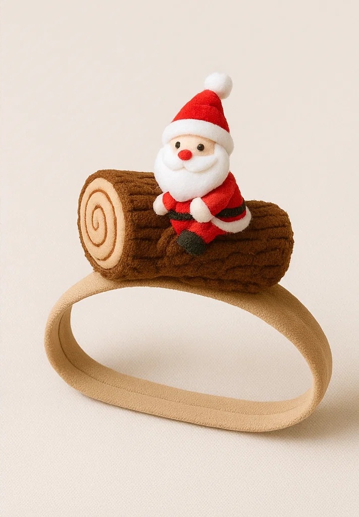 Santa's Sleigh Ride Baby Headband with Log Design