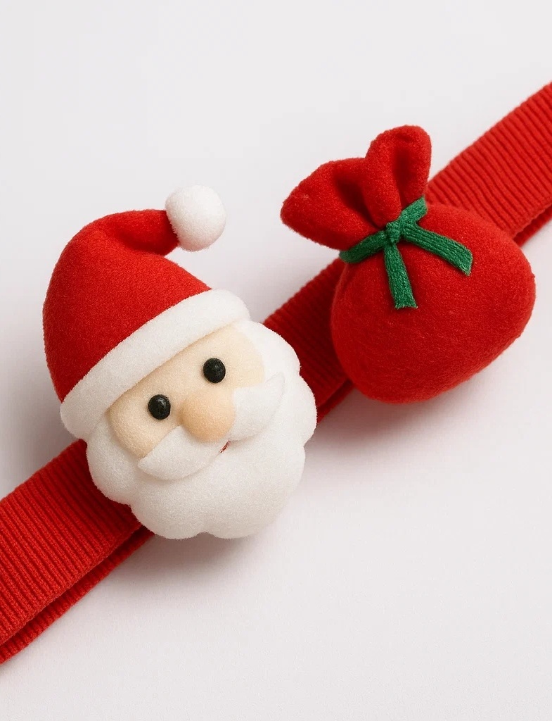 Diadema para Bebé Santa con Cara de Santa y Bolsa de Regalo