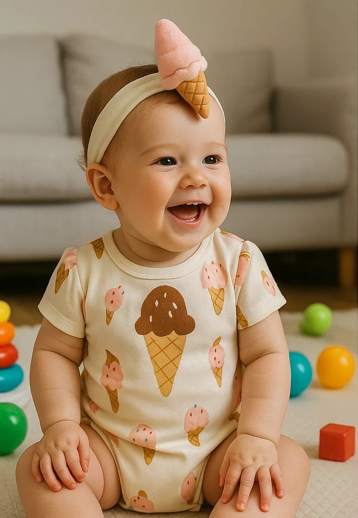 Ice Cream Cone Baby Headband with Sweet Treat Design