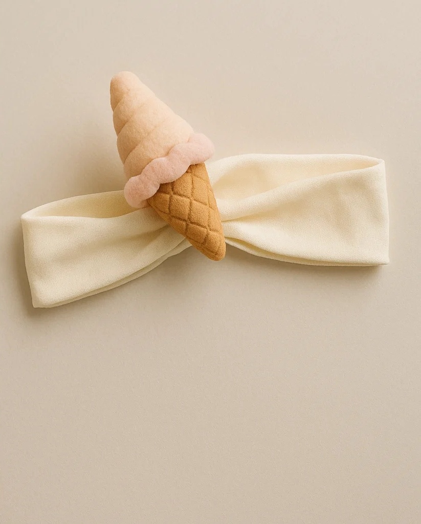Ice Cream Cone Baby Headband with Sweet Treat Design