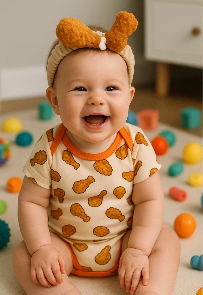 Fried Chicken Drumstick Baby Headband with Fun Playful Design