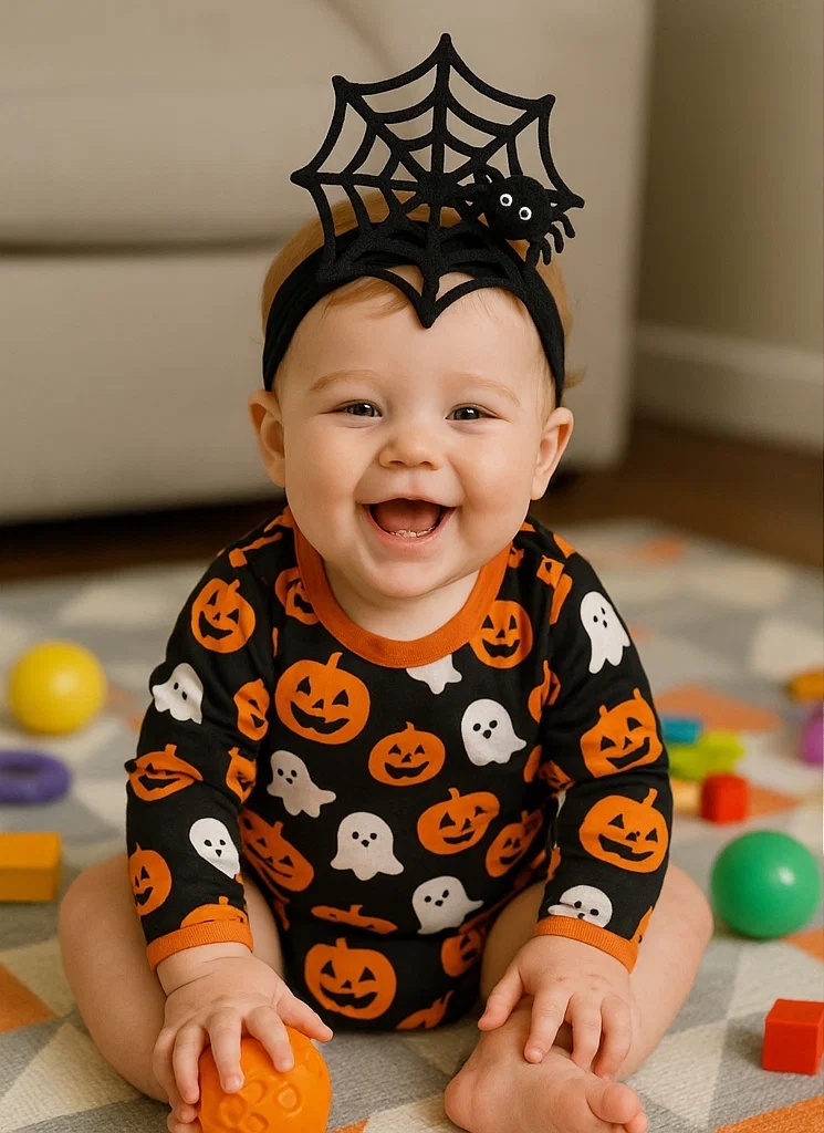 Spider Web Headband – Halloween Baby Accessory with Cute Spiders