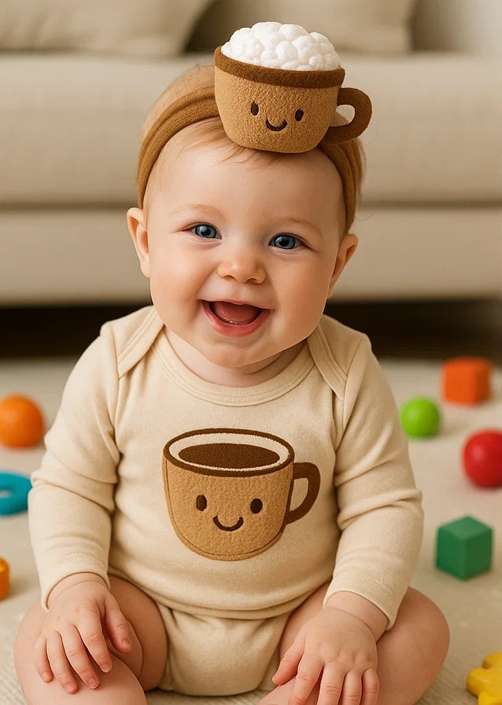 Cappuccino Coffee Cup Headband for Babies