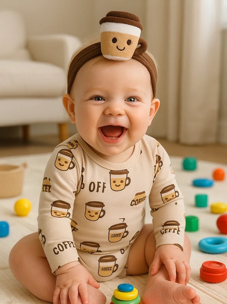 Cute Coffee Cup Plush Headband for Babies