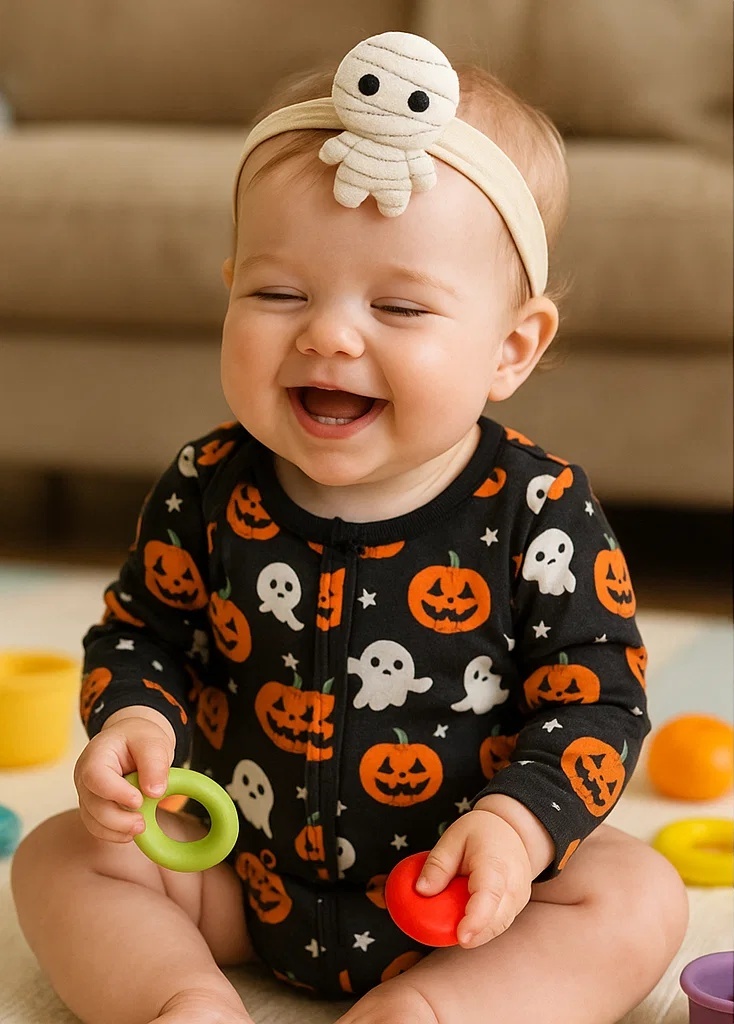 Mini Mummy Baby Headband - Soft Plush Halloween Wrap Character Design