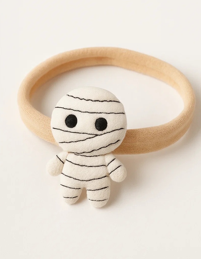 Mini Mummy Baby Headband - Soft Plush Halloween Wrap Character Design