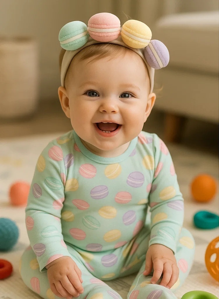 Pastel Macaron Baby Headband with Soft Sweet Treats